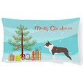 Carolines Treasures Carolines Treasures BB2962PW1216 Boston Terrier Merry Christmas Tree Canvas Fabric Decorative Pillow BB2962PW1216